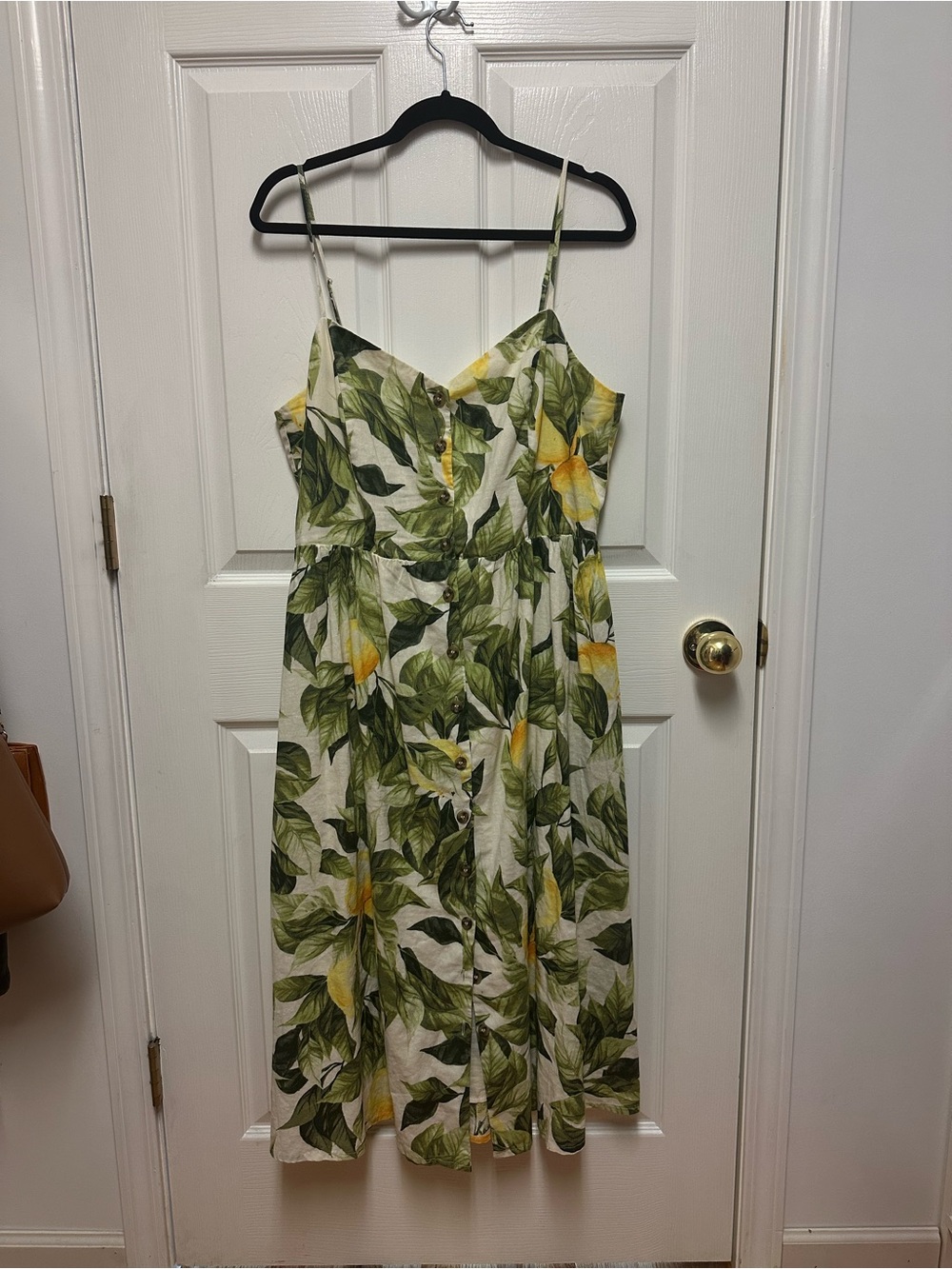 H&M Lemon Cotton & Linen Midi Sundress